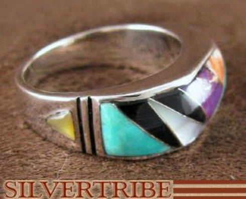 Multicolor Turquoise Jewelry Sterling Silver Ring Size 6-3/4 RS38556